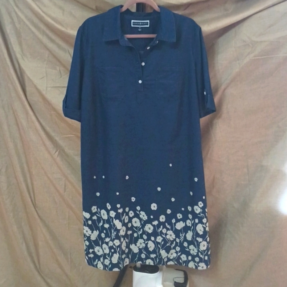 KAREN SCOOT maxi denim flower dress